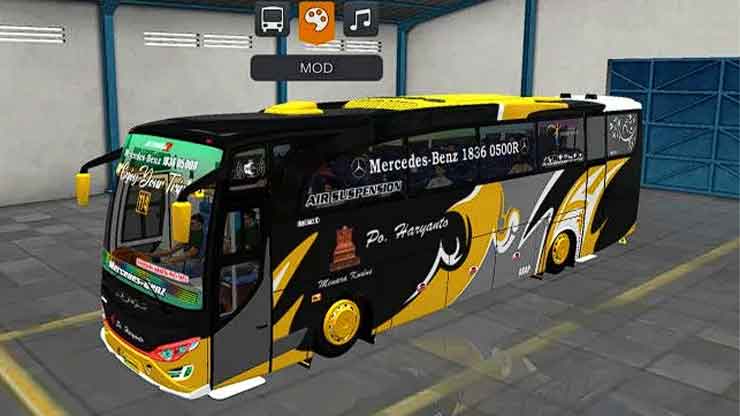 Mod Bussid PO Haryanto Jetbus High Decker Full Strobo dan Full Aksesoris